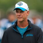 Jacksonville Jaguars Manager Trent Baalke walks off the field during the third day of an NFL football training camp practice Friday, July 26, 2024 at EverBank Stadium’s Miller Electric Center in Jacksonville, Fla.