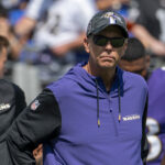 Sep 15, 2024; Baltimore, Maryland, USA; Baltimore Ravens coordinator Todd Monken on the field before the game against the Las Vegas Raiders at M&T Bank Stadium. Mandatory Credit: Tommy Gilligan-Imagn Images