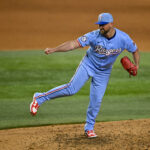 Sep 22, 2024; Arlington, Texas, USA; Texas Rangers relief pitcher Kirby Yates (39) pitches against the Seattle Mariners during the ninth inning at Globe Life Field. Mandatory Credit: Jerome Miron-Imagn Images