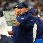 Sep 22, 2024; Arlington, Texas, USA; Dallas Cowboys head coach Mike McCarthy during the second half against the Baltimore Ravens at AT&T Stadium. Mandatory Credit: Kevin Jairaj-Imagn Images