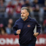 Nov 3, 2024; Glendale, Arizona, USA; Chicago Bears head coach head coach Matt Eberflus against the Arizona Cardinals at State Farm Stadium. Mandatory Credit: Mark J. Rebilas-Imagn Images