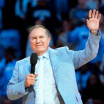 Dec 14, 2024; Chapel Hill, North Carolina, USA; North Carolina Tar Heels head football coach Bill Belichick during half time at Dean E. Smith Center. Mandatory Credit: Bob Donnan-Imagn Images - Raiders