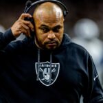Dec 29, 2024; New Orleans, Louisiana, USA; Las Vegas Raiders head coach Antonio Pierce looks on against the New Orleans Saints during the second half at Caesars Superdome.