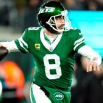 New York Jets quarterback Aaron Rodgers (8) may have played his last game for Gang Green, Sunday January 5, 2025, in East Rutherford.