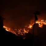 A home is engulfed in flames in the Pacific Palisades neighborhood on Jan. 8, 2025. A wildfire broke out in Los Angeles County on Jan. 7, which has destroyed more than 1,000 homes, businesses and other structures, Los Angeles County Fire Chief Anthony Marrone said at a briefing Wednesday. - NFL