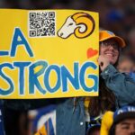 Fans watch from the stands as the Los Angeles Rams take on the Minnesota Vikings during their playoff game at State Farm Stadium on Jan. 13, 2025, in Glendale.