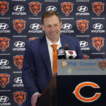 Jan 22, 2025; Lake Forest, IL, USA; Chicago Bears head coach Ben Johnson answers questions during a introductory press conference at PNC Center. Mandatory Credit: David Banks-Imagn Images