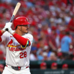 ST LOUIS, MISSOURI - SEPTEMBER 11: Nolan Arenado #28 of the St. Louis Cardinals wears a special best to commemorate 9/11 during a game against the Cincinnati Reds in the first inning at Busch Stadium on September 11, 2024 in St Louis, Missouri. (Photo by Dilip Vishwanat/Getty Images) - Nolan Arenado