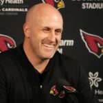 Arizona Cardinals general manager Monti Ossenfort during an NFL pre-draft press conference at the Cardinals Dignity Health Training Center in Tempe on April 18, 2024.