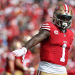 Nov 10, 2024; Tampa, Florida, USA; San Francisco 49ers wide receiver Deebo Samuel Sr. (1) against the Tampa Bay Buccaneers during the first half at Raymond James Stadium.