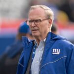 President and CEO John Mara stands on the sidelines during pregame of a game between New York Giants and Indianapolis Colts at MetLife Stadium on Sunday, Dec. 29, 2024.