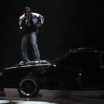 Feb 9, 2025; New Orleans, LA, USA; Recording artist Kendrick Lamar performs during the halftime show of Super Bowl LIX between the Philadelphia Eagles and the Kansas City Chiefs at Ceasars Superdome. Mandatory Credit: Kirby Lee-Imagn Images