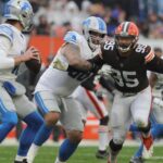 Browns defensive end Myles Garrett rushes Lions quarterback Tim Boyle during the second quarter on Sunday, Nov. 21, 2021 in Cleveland.