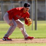 Alex Bregman of the Boston Red Sox participates in drills at JetBlue Park at Fenway South on Monday, Feb. 17, 2025.