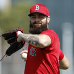 Fort Myers, FL - February 13: Boston Red Sox pitcher Lucas Giolito throws during spring training at JetBlue Park. (Photo by Danielle Parhizkaran/The Boston Globe via Getty Images)