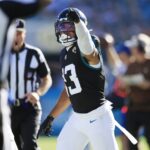 Jacksonville Jaguars wide receiver Christian Kirk (13) signals a first down during the third quarter an NFL football matchup Sunday, Nov. 19, 2023 at EverBank Stadium in Jacksonville, Fla. The Jacksonville Jaguars defeated the Tennessee Titans 34-14.