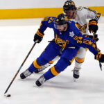 Feb 3, 2024; Toronto, Ontario, CAN; Team Matthews center Auston Matthews (34) of the Toronto Maple Leafs moves the puck against Team McDavid right wing David Pastrnak (88) of the Boston Bruins in the 2024 NHL All-Star Game at Scotiabank Arena. Mandatory Credit: John E. Sokolowski-USA TODAY Sports