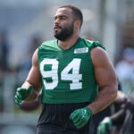 Jul 27, 2024; Florham Park, NJ, USA; New York Jets defensive end Solomon Thomas (94) warms up during training camp at Atlantic Health Jets Training Center. Mandatory Credit: Vincent Carchietta-USA TODAY Sports - Cowboys signing Solomon Thomas