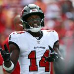 Free Agency NFL 2025 Sep 8, 2024; Tampa, Florida, USA; Tampa Bay Buccaneers wide receiver Chris Godwin (14) looks on against the Washington Commanders works out prior to the game at Raymond James Stadium. Mandatory Credit: Kim Klement Neitzel-Imagn Images