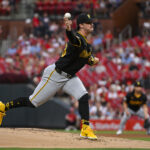 Sep 16, 2024; St. Louis, Missouri, USA; Pittsburgh Pirates starting pitcher Paul Skenes (30) pitches against the St. Louis Cardinals during the first inning at Busch Stadium. Mandatory Credit: Jeff Curry-Imagn Images