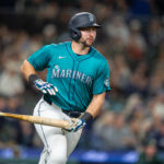 Sep 28, 2024; Seattle, Washington, USA; Seattle Mariners catcher Cal Raleigh (29) tosses his bat after hitting a solo home run during the fourth inning against the Oakland Athletics at T-Mobile Park. Mandatory Credit: Stephen Brashear-Imagn Images