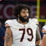 Nov 3, 2024; Glendale, Arizona, USA; Chicago Bears guard Matt Pryor (79) against the Arizona Cardinals at State Farm Stadium.