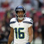 Dec 8, 2024; Glendale, Arizona, USA; Seattle Seahawks wide receiver Tyler Lockett (16) prior to the game against the Arizona Cardinals at State Farm Stadium.