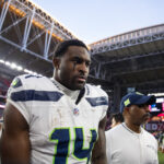 Dec 8, 2024; Glendale, Arizona, USA; Seattle Seahawks wide receiver DK Metcalf (14) against the Arizona Cardinals at State Farm Stadium.