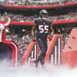 Dec 15, 2024; Houston Texans defensive end Danielle Hunter (55) runs onto the field before the game against the Miami Dolphins at NRG Stadium.