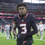 Dec 15, 2024; Houston, Texas, USA; Houston Texans wide receiver Tank Dell (3) walks off the field after the game against the Miami Dolphins at NRG Stadium.