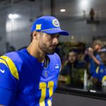 Jan 13, 2025; Glendale, AZ, USA; Los Angeles Rams quarterback Jimmy Garoppolo (11) against the Minnesota Vikings during an NFC wild card game at State Farm Stadium. Mandatory Credit: Mark J. Rebilas-Imagn Images