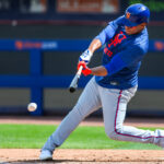 Feb 19, 2025; Port St. Lucie, FL, USA; New York Mets right fielder Juan Soto (22) takes batting practice during a spring training workout at Clover Park. Mandatory Credit: Sam Navarro-Imagn Images MLB