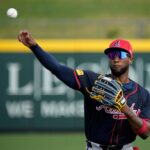 Atlanta Braves outfielder Jurickson Profar warms up at a spring training workout Thursday, Feb. 27th at CoolToday Park in North Port.