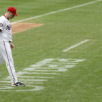 Sep 26, 2024; Washington, District of Columbia, USA; Washington Nationals pitcher Patrick Corbin (46) walks off the field against the Kansas City Royals during the sixth inning after being removed from the game in what is likely his final start for the Nationals at Nationals Park.