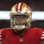 Oct 8, 2023; Santa Clara, California, USA; San Francisco 49ers linebacker Dre Greenlaw (57) during the third quarter against the Dallas Cowboys at Levi's Stadium. Mandatory Credit: Darren Yamashita-USA TODAY Sports