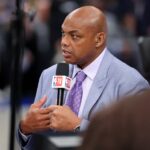 Jun 12, 2024; Dallas, Texas, USA; NBA TV analyst Charles Barkley talks on set before game three of the 2024 NBA Finals between the Boston Celtics and the Dallas Mavericks at American Airlines Center.