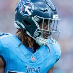 Tennessee Titans cornerback L'Jarius Sneed (38) heads off the field after a goal-line stop against the p/ during their game at Nissan Stadium in Nashville, Tenn., Sunday, Sept. 22, 2024.