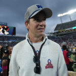 Feb 2, 2025; Orlando, FL, USA; NFC coach Eli Manning reacts after the 2025 Pro Bowl Games at Camping World Stadium. Mandatory Credit: Kirby Lee-Imagn Images