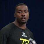 Feb 26, 2025; Indianapolis, IN, USA; Georgia defensive lineman Mykel Williams (DL73) during the 2025 NFL Scouting Combine at the Indiana Convention Center. Mandatory Credit: Kirby Lee-Imagn Images