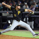 Mar 3, 2025; Tampa, Florida, USA; Pittsburgh Pirates pitcher David Bednar (51) throws a pitch during the fourth inning against the New York Yankees at George M. Steinbrenner Field. Mandatory Credit: Kim Klement Neitzel-Imagn Images