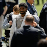 Apr 19, 2025; Boulder, CO, USA; Colorado Buffaloes former player Shedeur Sanders before the spring game at Folsom Field. Mandatory Credit: Isaiah J. Downing-Imagn Images