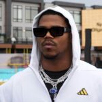 Apr 23, 2025; Green Bay, WI, USA; Penn State Nittany Lions defensive end Abdul Carter at the NFL Draft prospect clinic with Special Olympics at Draft Experience Field at Titletown. Mandatory Credit: Kirby Lee-Imagn Images
