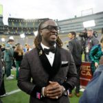 NFL draft prospect, Ashton Jeanty of Boise State, during the NFL Draft Red Carpet event at Lambeau Field in Green Bay on Thursday, April 24, 2025. Raiders