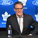May 21, 2024; Toronto, Ontario, CANADA; Toronto Maple Leafs president Brendan Shanahan speaks during a media conference to introduce new head coach Craig Berube (not shown) at Ford Performance Centre. Mandatory Credit: Dan Hamilton-USA TODAY Sports