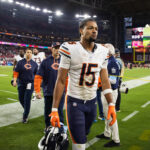 Nov 3, 2024; Glendale, Arizona, USA; Chicago Bears wide receiver Rome Odunze (15) against the Arizona Cardinals at State Farm Stadium.