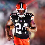 Nov 21, 2024; Cleveland, Ohio, USA; Cleveland Browns running back Nick Chubb (24) is introduced before the game between the Browns and the Pittsburgh Steelers at Huntington Bank Field. Mandatory Credit: Ken Blaze-Imagn Images