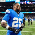 Detroit Lions safety Jamal Adams (25) walks off the field after 34-31 win over Green Bay Packers at Ford Field in Detroit on Thursday, Dec. 5, 2024.