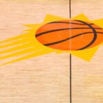 Feb 27, 2025; Phoenix, Arizona, USA; A general view of the Phoenix Suns logo on the court before a game against the New Orleans Pelicans at Footprint Center. Mandatory Credit: Brett Davis-Imagn Images