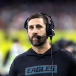 Feb 9, 2025; New Orleans, LA, USA; Philadelphia Eagles head coach Nick Sirianni against the Kansas City Chiefs during Super Bowl LIX at Ceasars Superdome. Mandatory Credit: Mark J. Rebilas-Imagn Images