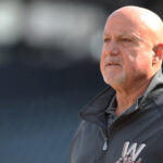 Apr 14, 2025; Pittsburgh, Pennsylvania, USA; Washington Nationals general manager Mike Rizzo looks on before the Nationals play the Pittsburgh Pirates at PNC Park. Mandatory Credit: Charles LeClaire-Imagn Images